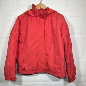 LL Bean The Weather Channel Hooded Nylon Rain Jacket Womens Size Small Orange